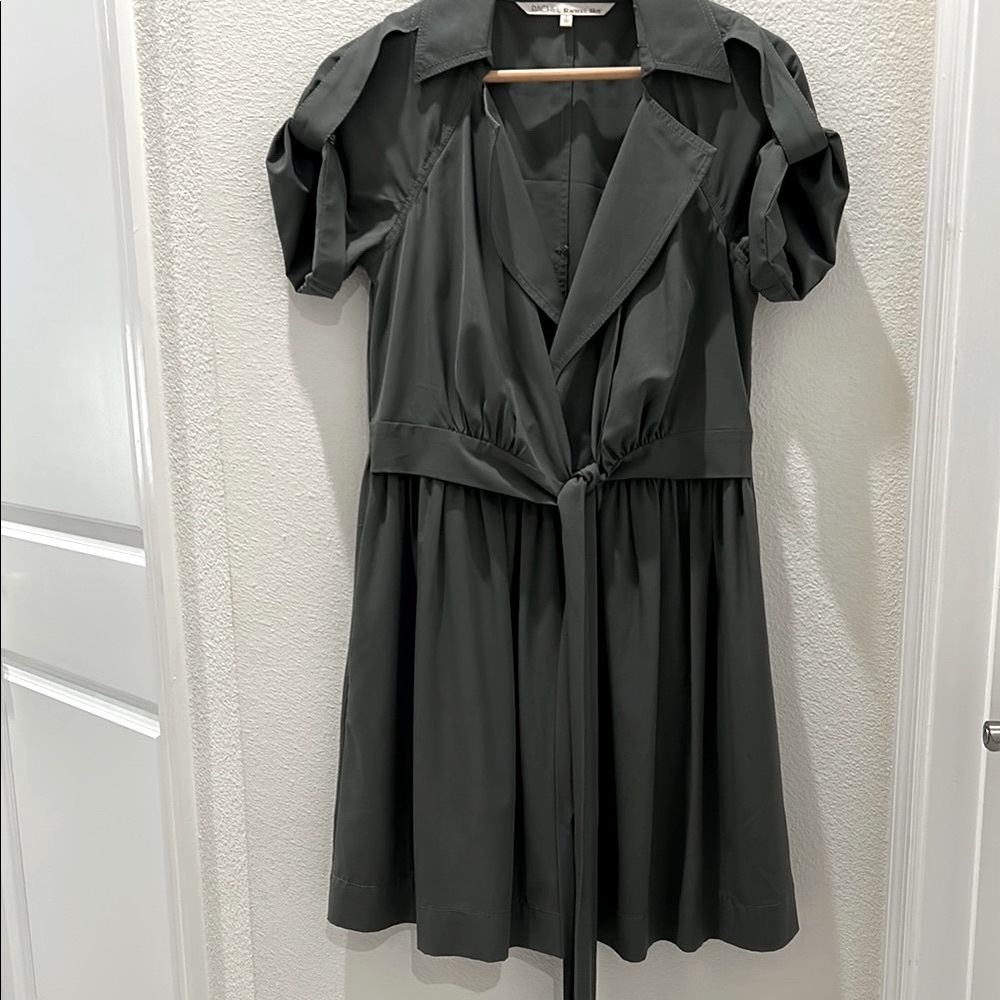 Rachel Roy beautiful petite dark green front tie mini dress - Picture 1 of 8